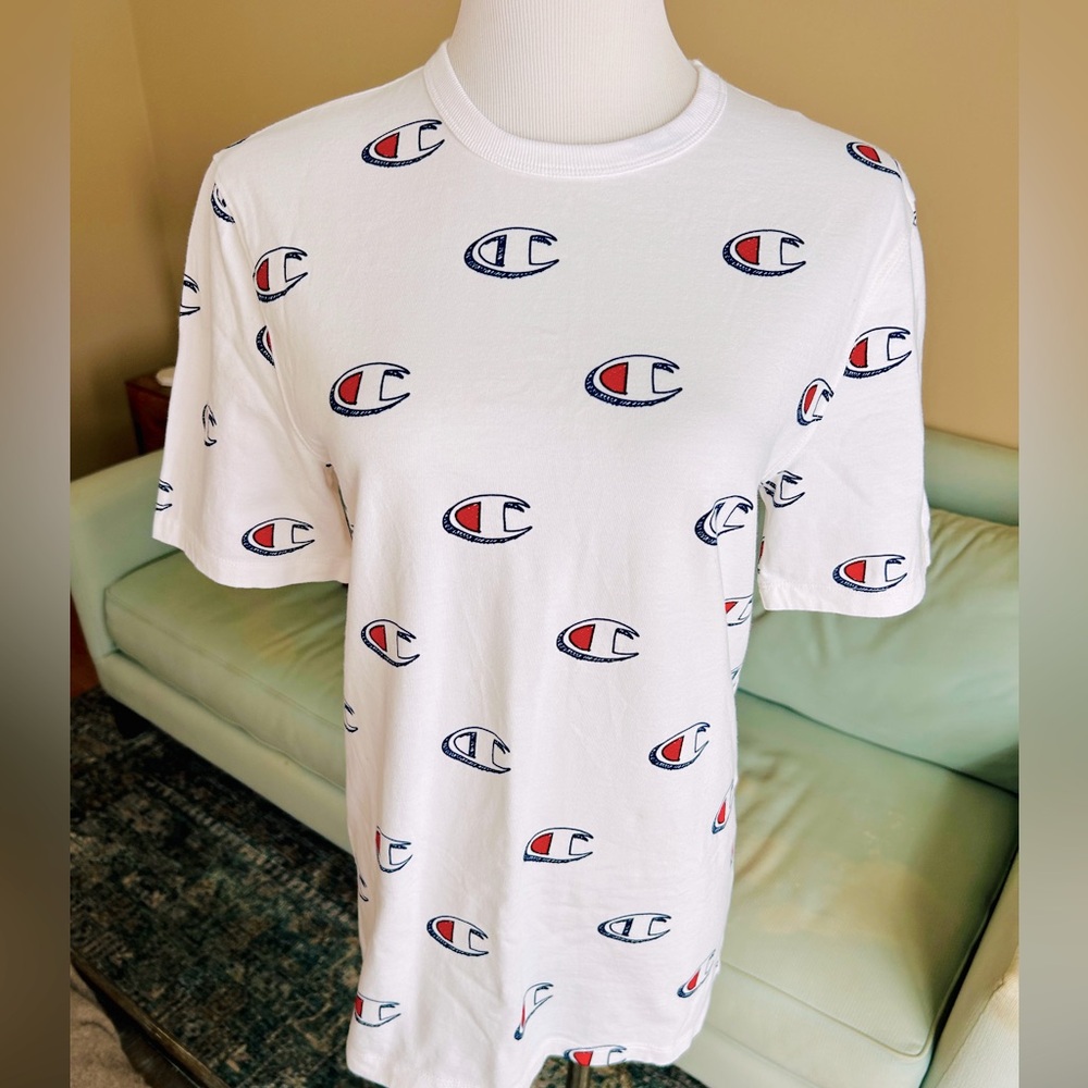 Champion Heritage Sketched Logo Print T-Shirt White NWOT Size S - Picture 3 of 10